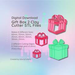 Cover-7.png Файл 3D Резак для глины STL файл - Подарочная коробка 2 - Рождественский подарок серьги цифровой файл скачать - 8 размеров и 2 версии резака, резак для печенья・Шаблон для 3D-печати для загрузки