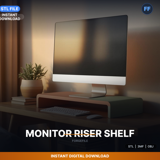 Monitor Stand Riser With Storage Underneath, Keyboard - 3D Printable STL File