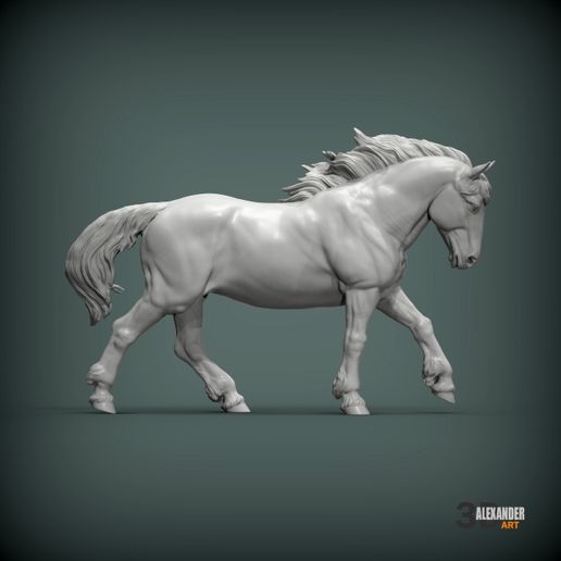 Percheron-running4.jpg Percheron läuft 3D-Druckmodell