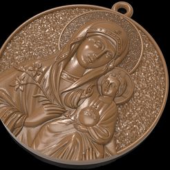 1.jpg Free STL file Mother Mary with Jesus Christ Saint pendant christian jewelry 3D print model・3D printer design to download