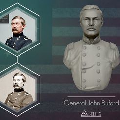 01.jpg STL file General John Buford bust sculpture 3D print model・3D printable model to download