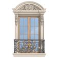 3ddd2.jpg Fenêtre de façade classique avec balcon à la française Modèle 3D de clôture forgée