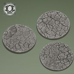 60mm_Cracked_Earth_Bases_Render.jpg 3D-Datei 60mm Rissige Erde Basen ( x3)・Modell für 3D-Drucker zum Herunterladen