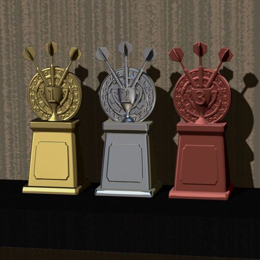 trophies darts 1, 2 and 3 prizes 3D model