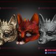 Fox_Mask_3d_print_model_07.jpg Kitsune Fox Mask - Cosplay Costume Halloween