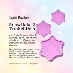 Cover-7.png Snowflake 2 Christmas Trinket Dish STL File - Digital Download -5 Größen- Haushaltswaren, Boho Modern Design