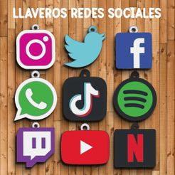 LLAVEROS-REDES-SOCIALES.jpg STL file PACK 9 KEY RINGS " SOCIAL NETWORKS " / KEY CHAIN・3D print object to download, RODE-ARTE