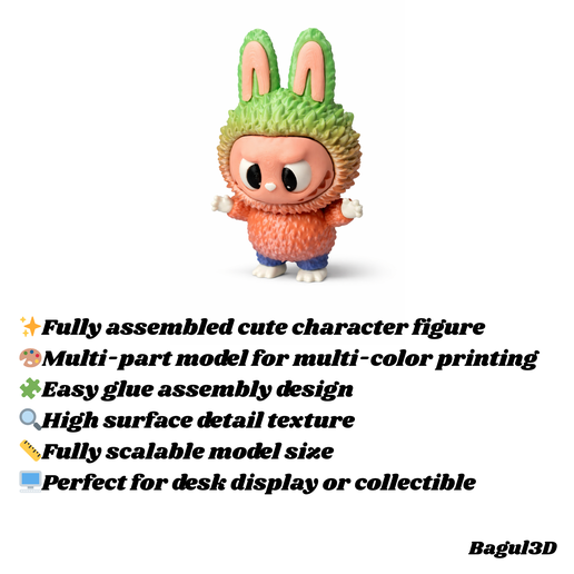 👹 Labubu Style Cute Monster・ STL File for 3D printing and CNC machining ...