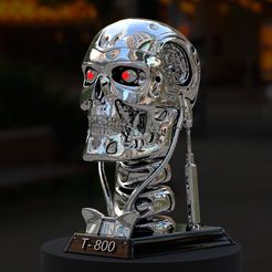 T 01.jpeg 3D-Datei Terminator T-800 Skull Bust 3D Print Stl Model Diorama 3D print model・3D-druckbare Vorlage zum herunterladen