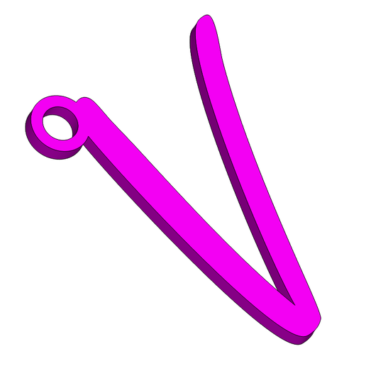 VCursiveGiftTag3DPrintImage1.png V - Cursive Gift Tag Ornament