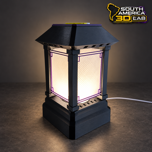 Art Deco Table Lamp for LED Kit 001 — Customisable Modular Lantern | STL + 3MF