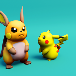 render.png STL file Pichu Pikachu Raichu・3D print design to download