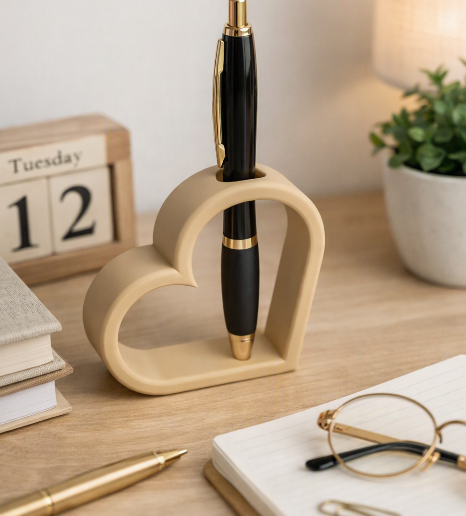 Heart-Shaped Pen Holder – Minimalist Desk Decor