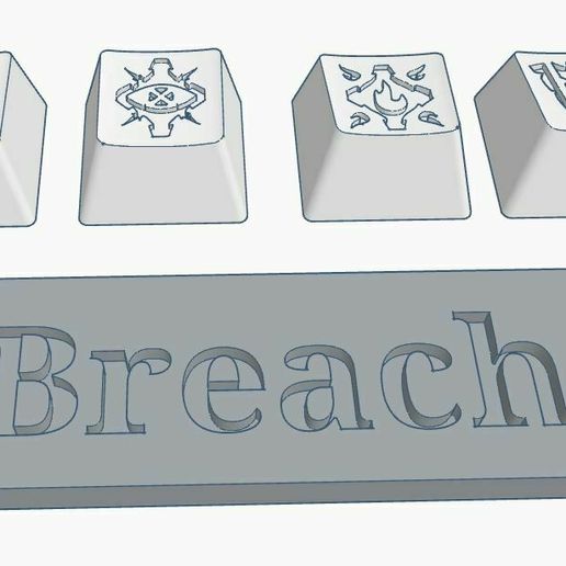 Valorant Breach Abilities Custom Keycaps Debossed Design - 3D model önizlemesi