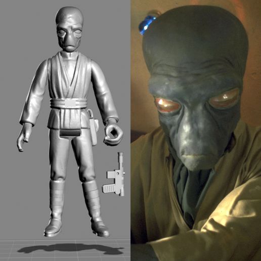 VINTAGE STAR WARS KENNER-STYLE CHACHI DE MAAL ACTION FIGURE 3D model