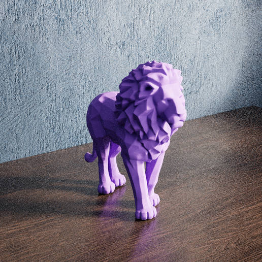 🦁 Low Poly Lion・ STL File for 3D printing・Cults