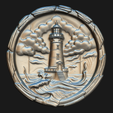 Front.png Lighthouse Relief for CNC Laser and 3D Print STL File and 4K Grayscale TIF - High Detail 3D Model