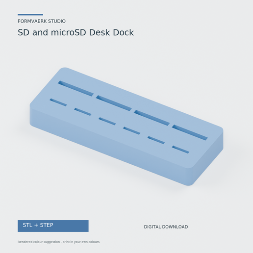 SD and microSD Desk Dock - sd card holder - STL + STEP 3D print files