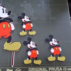 Schlüsselanhänger und Topper Mickey Mouse Retro weiß&nergro und in Farbe