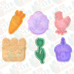Happy-Easter-cookie-cutter-set-of-6.png Fichier 3D Jeu de 6 moules à biscuits "Joyeuses Pâques・Idée pour impression 3D à télécharger