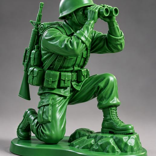 Green Army Toy Soldier – Binoculars | STL 3D Printable Figure