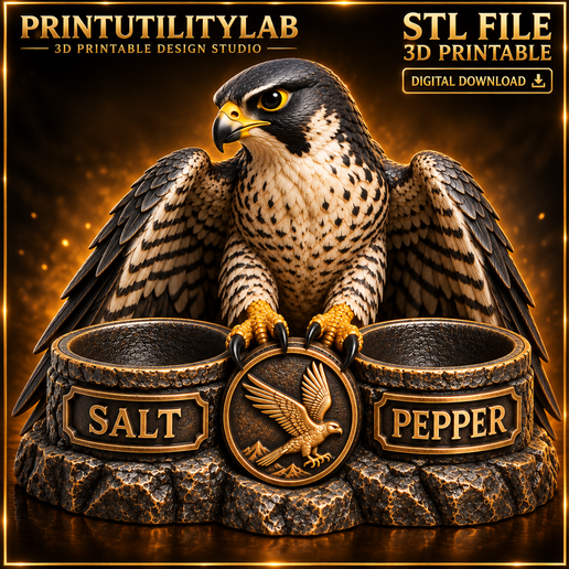 Peregrine Falcon Salt & Pepper Holder STL – Bird Kitchen Decor – 3D Printable Model