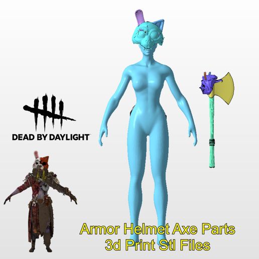 Huntress Doll Collector Stl 3d print Files Dead by Daylight Helmet Axe Masks Parts
