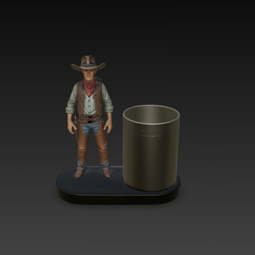 Cowboy Pencil Pot  - Detailed 3D Printable STL - Desktop Organizer