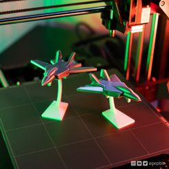 jet_mini_inox_01.jpg Print-in-place and articulated Jet Fighter with Stand