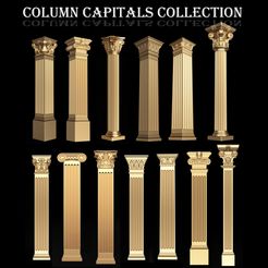 1-Column-Capitals-Collection.jpg Fichier 3D Collection de capitales de colonnes・Plan pour imprimante 3D à télécharger, Caspian3DWorld