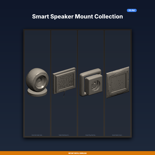 Smart Speaker Mount Collection - 4-Model STL Bundle