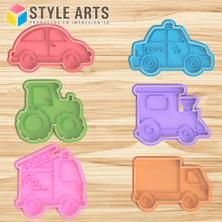 VEHICULOS.png Car, train, police vehicles cookie and dough cutters - Cookies