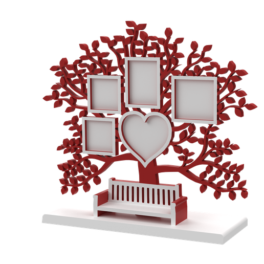 Elegant Family Tree Photo Frame with Bench - 3D Printable Model