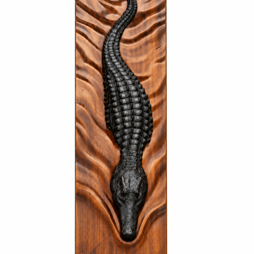 Crocodile Wall Art 3D Relief | Alligator Sculpture | Decorative Panel STL