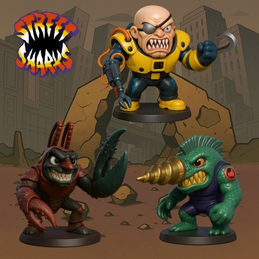 🦈 Street Sharks Villains Pack・ STL File for 3D printing・Cults
