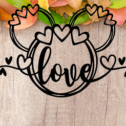 mickey-love-hearts-2.png Файл STL Mickey Disney Love Hearts Wall Art Design/Топпер для торта/День Рождения/Декор для вечеринки/Декор Валентины・Модель для печати в 3D скачать