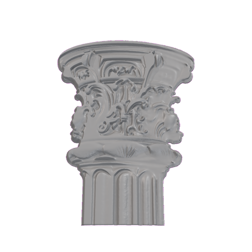 Ornate Column Capital with Scroll Volutes STL