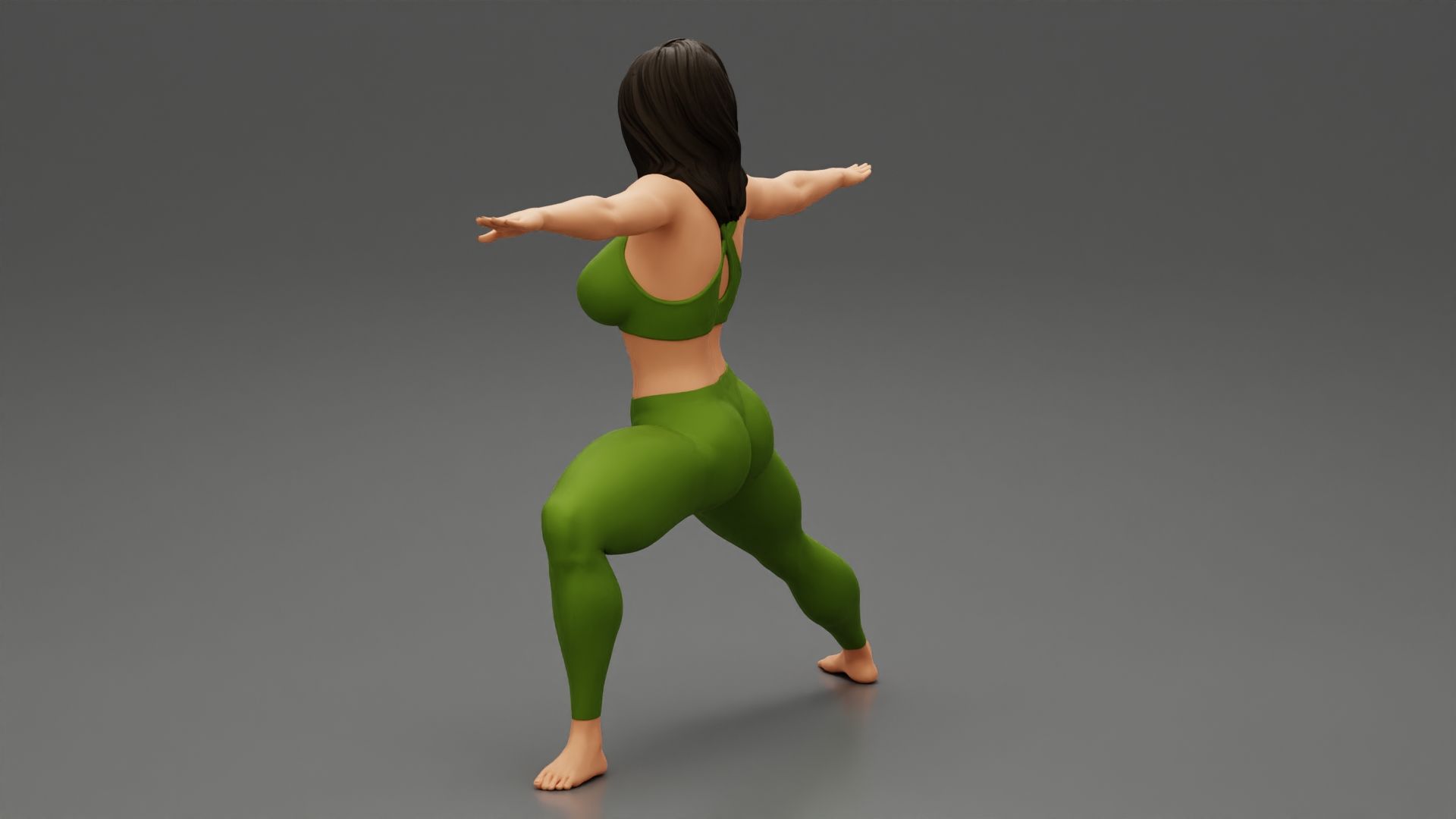 10005.jpg 3D file Young Woman Practicing Yoga Lesson Doing Warrior Two 3D Print Model・3D printable model to download, 3DGeshaft