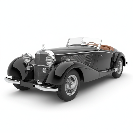 Mercedes-Benz 500K (1934) hypercar STL, drift car STL, 1950s classic car STL, wide fender car STL, sedan STL, hyper detailed car STL, endurance car STL, German sports car STL, car interior STL, car miniature STL, touring car STL, American muscle car STL,