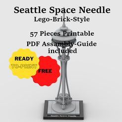 Lego-Vorlage.png Fichier 3D gratuit Brique de style Lego Seattle Space Needle・Objet pour impression 3D à télécharger