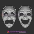 Comedy and Tragedy Theater Mask Set_08.jpg Comedy and Tragedy Theater Mask Set Costume Cosplay Halloween Helmet