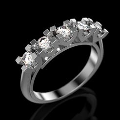 Ring-with-5-stones-1.jpg Fichier STL Bague avec 5 pierres・Objet imprimable en 3D à télécharger