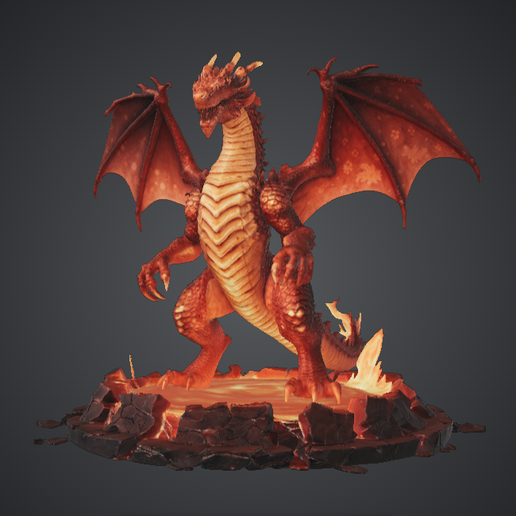 Infernal Fire Dragon on Lava Base – Epic Fantasy Dragon