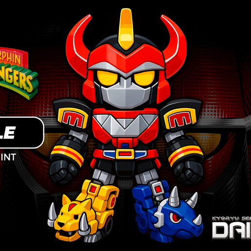 👾 Megazord Chibi STL - Power Rangers Fanart for 3D Print・ STL