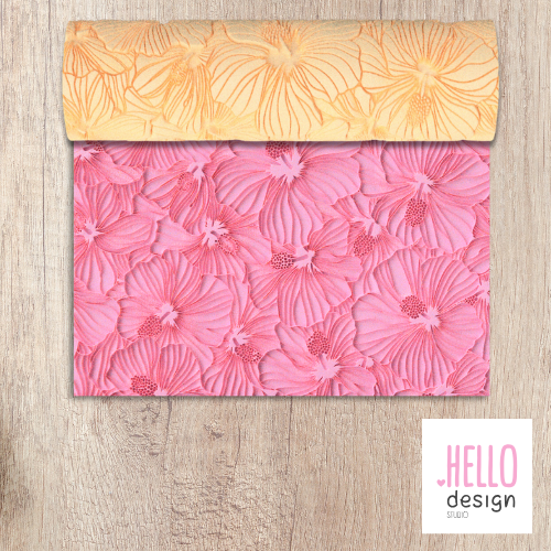 Hibiscus Flowers Texture Roller for Clay