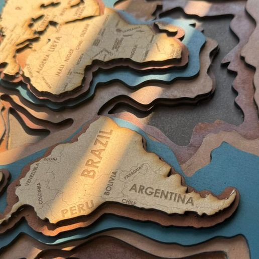 🗺️ Circular World Map 6 layers CNC・ 3D File for 3D printing and CNC ...