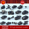 Pack-URSS-equipment-WW2.png FULL PACK USSR WW2 equipment - WW2 Russian Flames of War Bolt Action 15mm 20mm 25mm 28mm 32mm