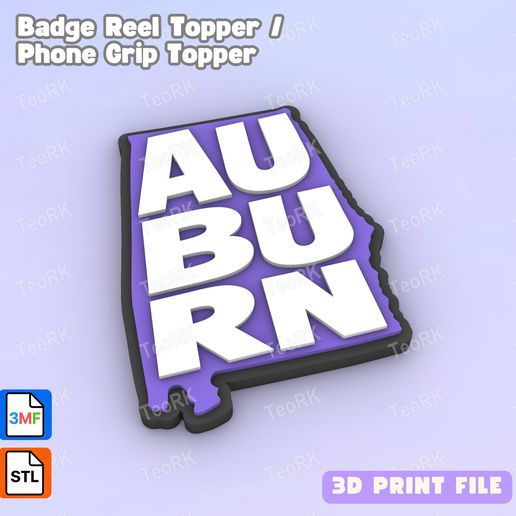 Badge Reel Topper Flat Back auburn - Phone Grip Topper - 3MF