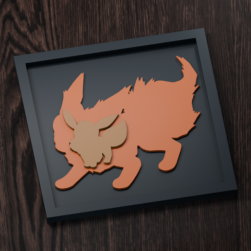 Flareon Line - Pokemon Silhouette Frame | Normal, Inverse & Scaled STL