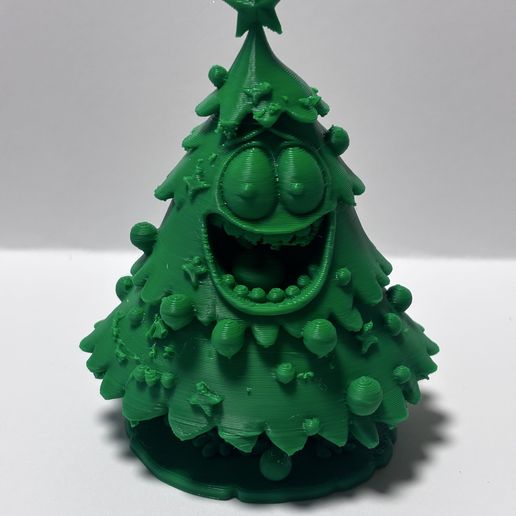 Laughing Christmas Tree - Funny Decorated Tree Figure with Face